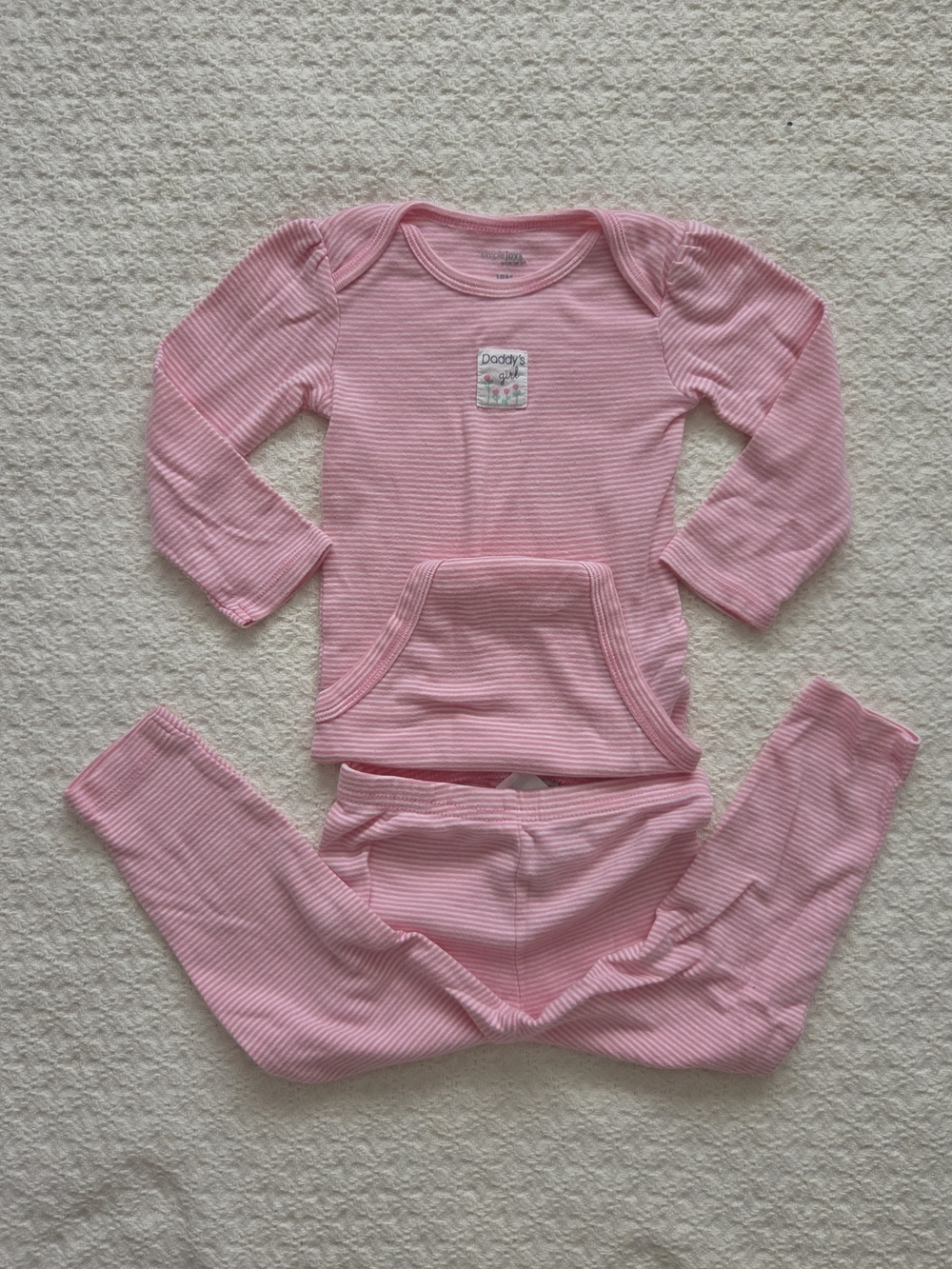 Simple Joys "Daddys Girl" Pink Striped Two-Piece Pajama Set 18m
